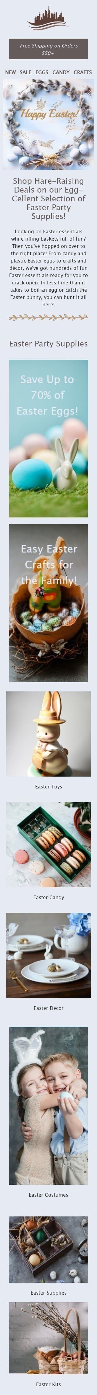 Modello Email Pasqua «Negozio di Pasqua» per il settore industriale di Cibo Visualizzazione mobile