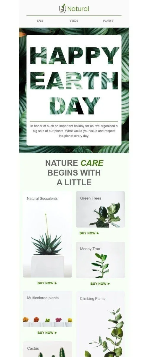 Earth Day Email Template «Nature care» for Furniture, Interior & DIY industry