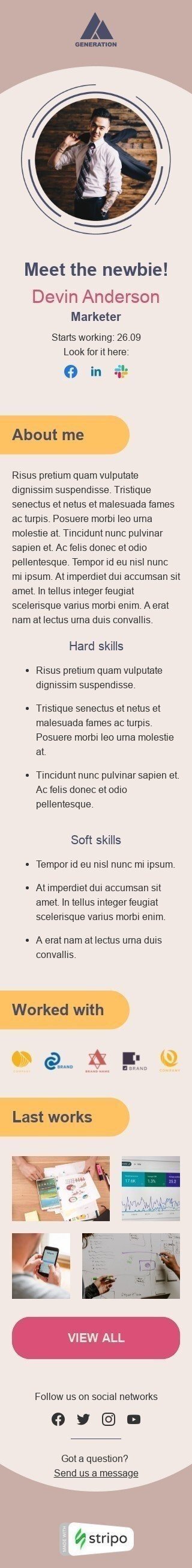 Promo Email Template «Meet the newbie!» for Manufacturing industry mobile view