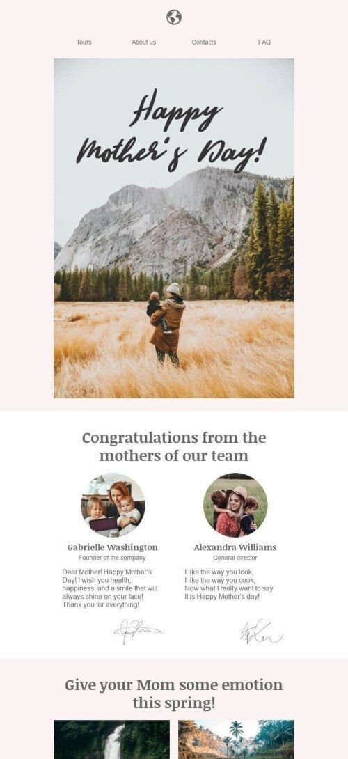 Plantilla de correo electrónico «Felicitaciones de las madres» de Día de la Madre para la industria de Turismo Vista de móvil