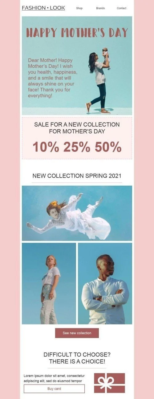 Mother’s Day Email Template «Thank for everything» for Fashion industry