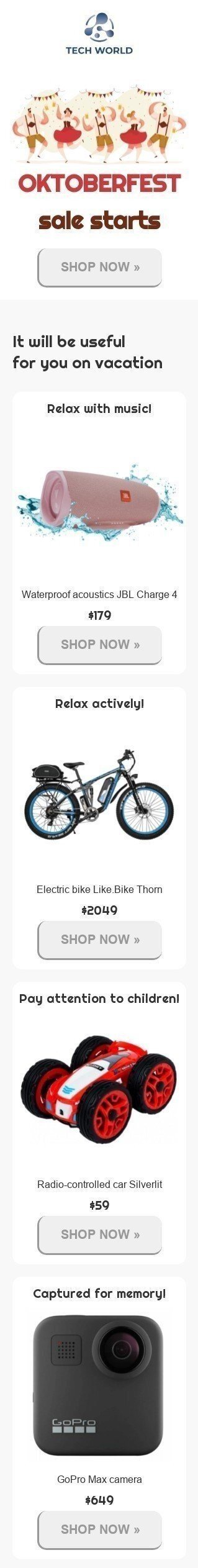 Modello Email Oktoberfest «Aiutanti per le vacanze» per il settore industriale di Gadget Visualizzazione mobile