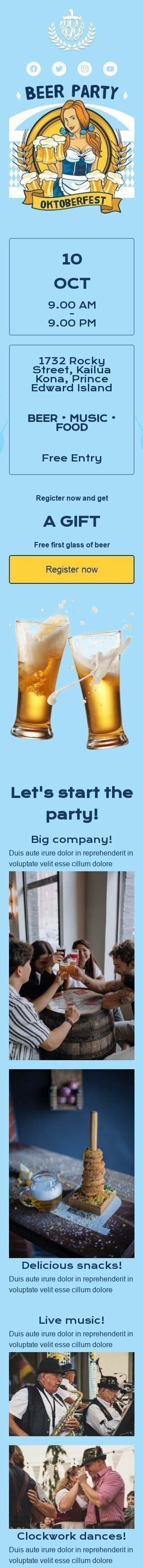 Шаблон письма к празднику Октоберфест «Пивная вечеринка» для индустрии «Хобби» мобильный вид