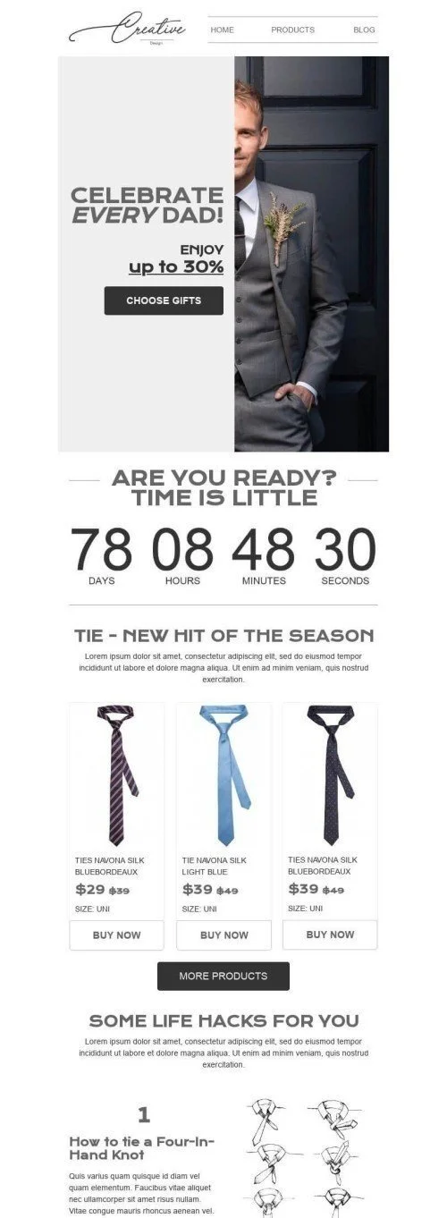 Father’s Day Email Template «Ties» for Fashion industry