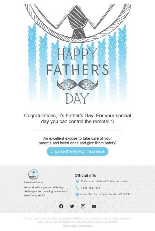 Father’s Day Email Template «Family insurance» for Insurance industry mobile view