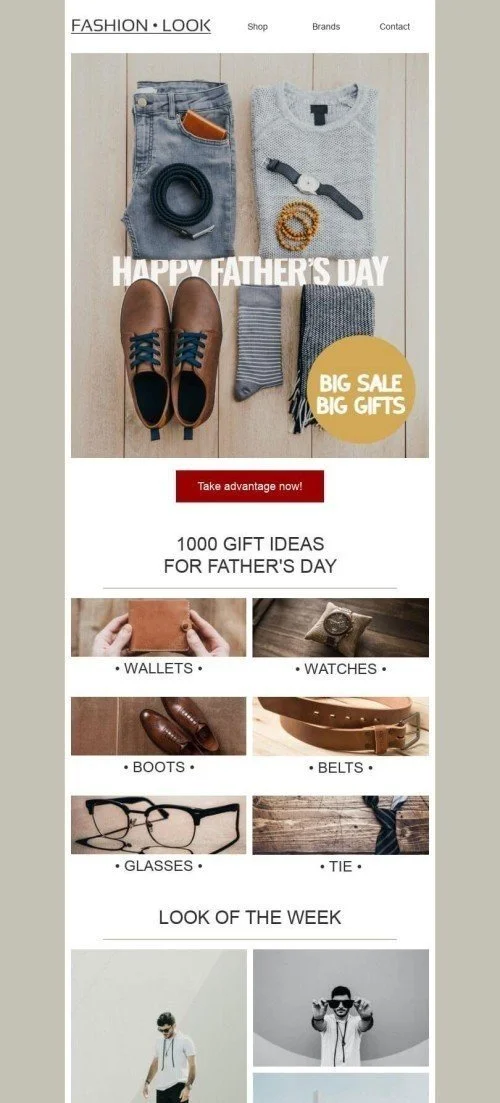 Father’s Day Email Template «Accessories for men» for Fashion industry