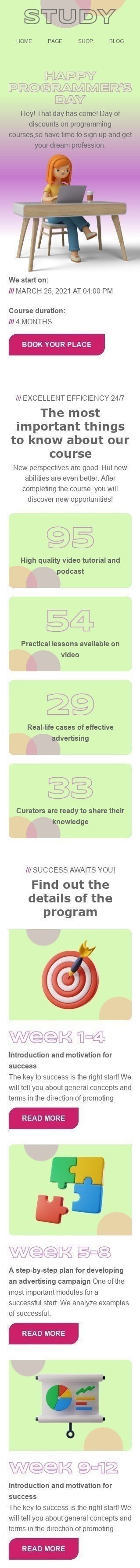 International Programmers' Day Email Template «Learn from the best» for Education industry mobile view