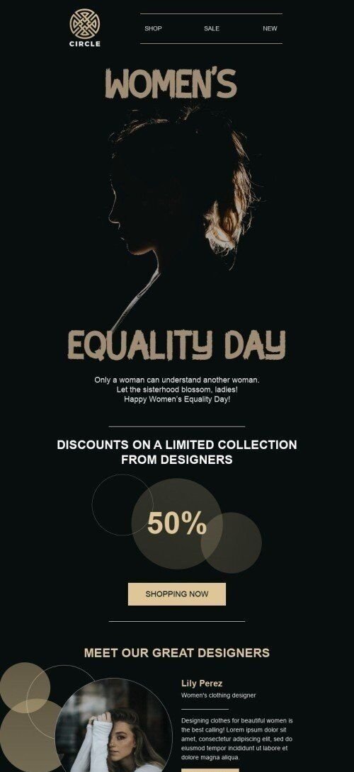Modelo de E-mail de «Deixe a irmandade florescer» de Dia Internacional da Igualdade Feminina para a indústria de Moda Visualização de dispositivo móvel