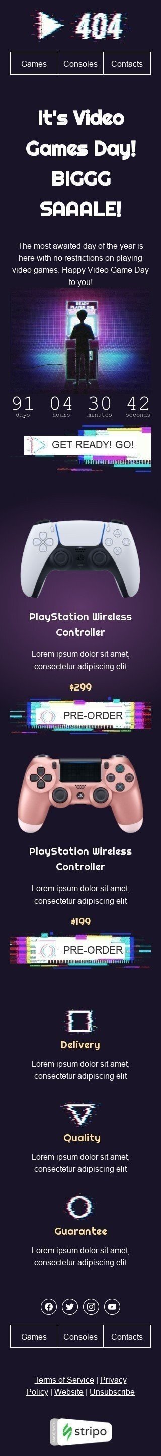 Шаблон листа до свята День відеоігор «Приготуйся!» для індустрії «Гаджети» мобільний вигляд