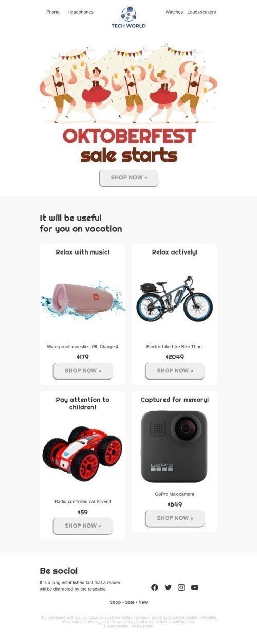 Modello Email Oktoberfest «Aiutanti per le vacanze» per il settore industriale di Gadget Visualizzazione desktop