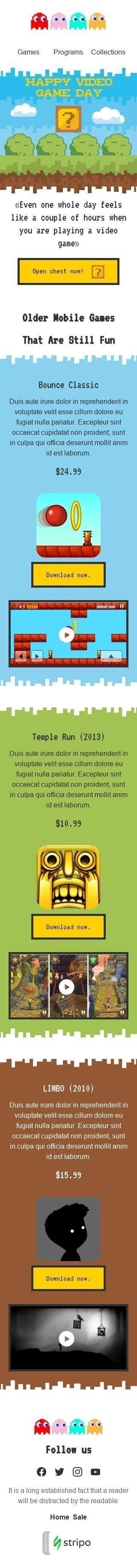 Plantilla de correo electrónico «Pecho abierto ahora» de Día del videojuego para la industria de Software y tecnología Vista de móvil