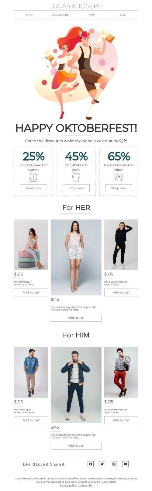Oktoberfest Email Template «Catch the discounts» for Fashion industry
