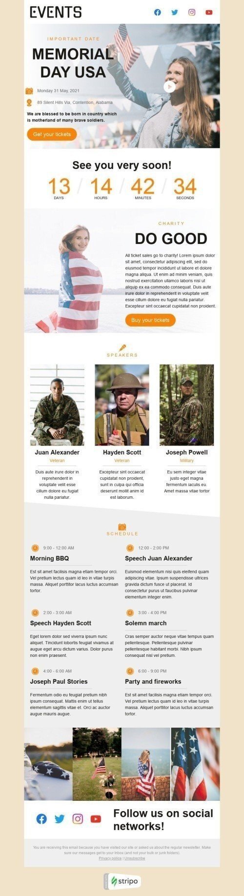 Memorial Day Email Template «Event» for Hobbies industry mobile view