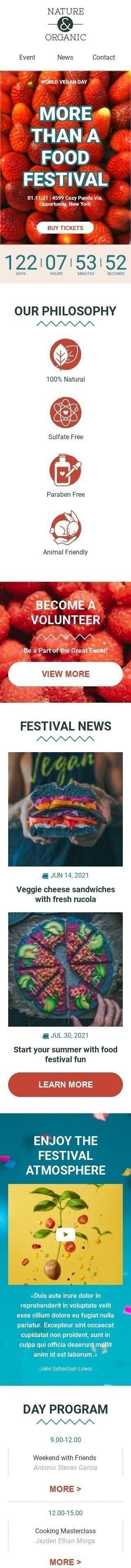 Modello Email Giornata Mondiale Vegan «Più di un festival gastronomico» per il settore industriale di Cibo Visualizzazione mobile