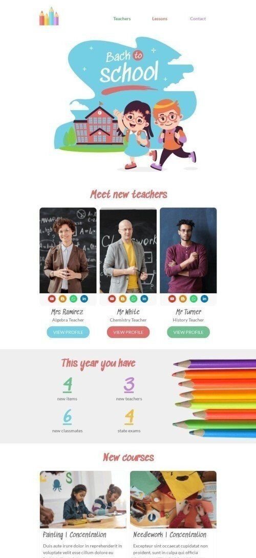 Back to School Email Template «Creative school» for Education industry mobile view