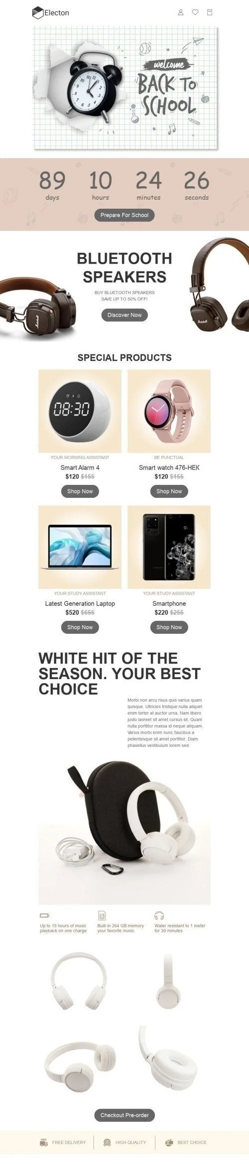 Back to School Email Template «Welcome back» for Gadgets industry