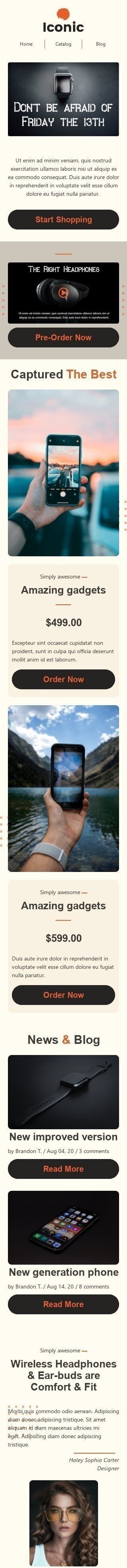 Plantilla de correo electrónico «Capturada la mejor» de Viernes 13 para la industria de Gadget Vista de móvil