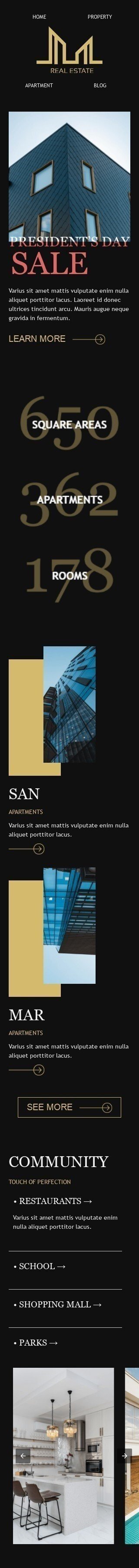 Modelo de E-mail de «Modo de vida moderno» de Dia dos Presidentes para a indústria de Imóveis Visualização de dispositivo móvel