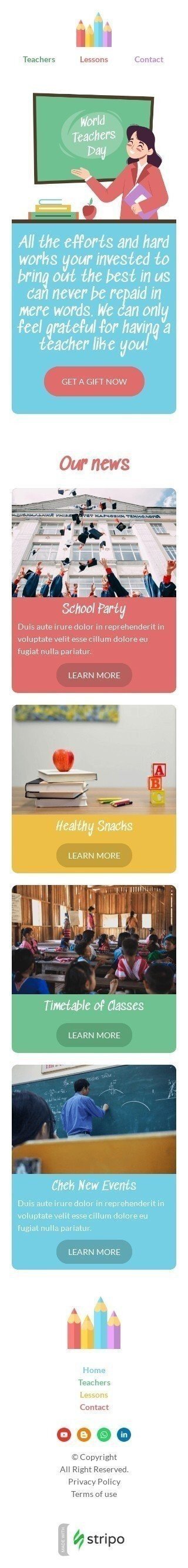 Weltlehrertag E-Mail-Vorlage «Bester Lehrer» für Unterricht & Bildung-Branche Ansicht auf Mobilgeräten