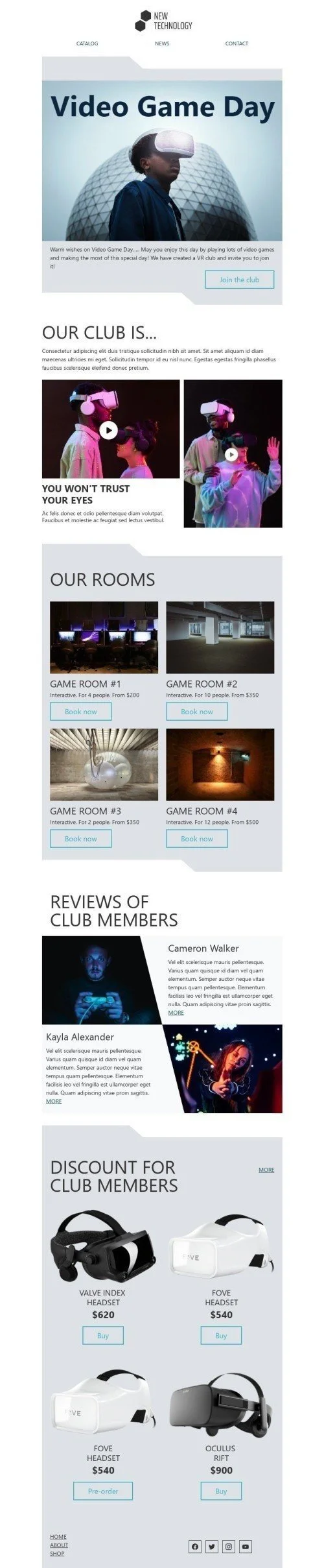 Video Game Day Email Template «Join the club» for Gadgets industry