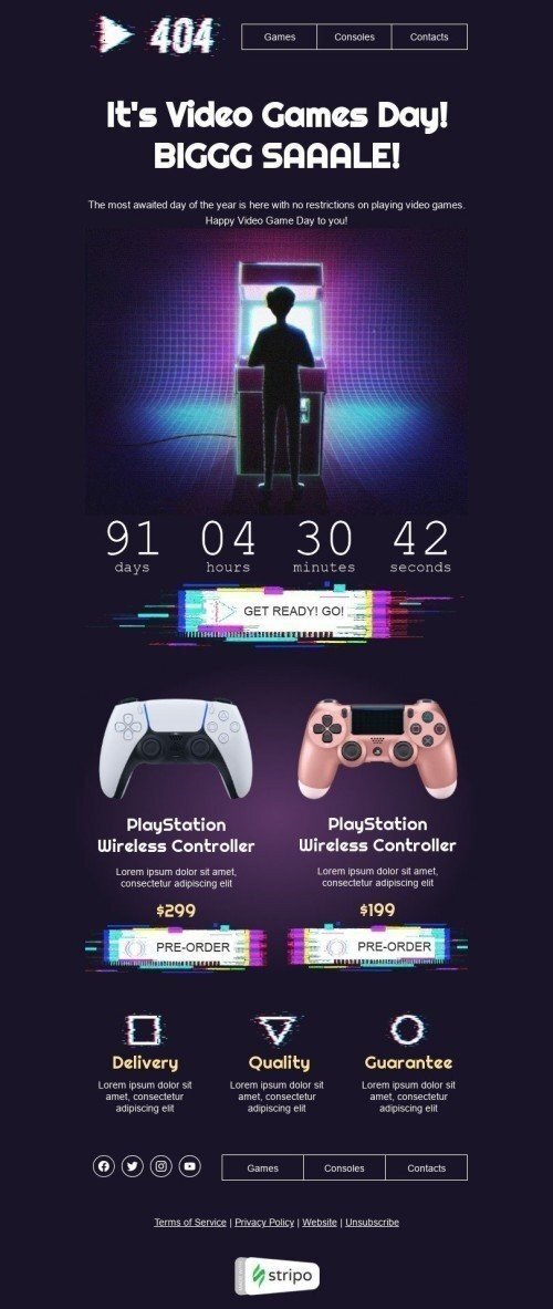 Video Game Day Email Template «Get ready!» for Gadgets industry mobile view