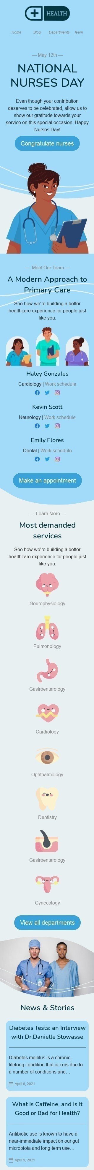International Nurses Day Email Template "Congratulate nurses" for Health and Wellness industry mobile view