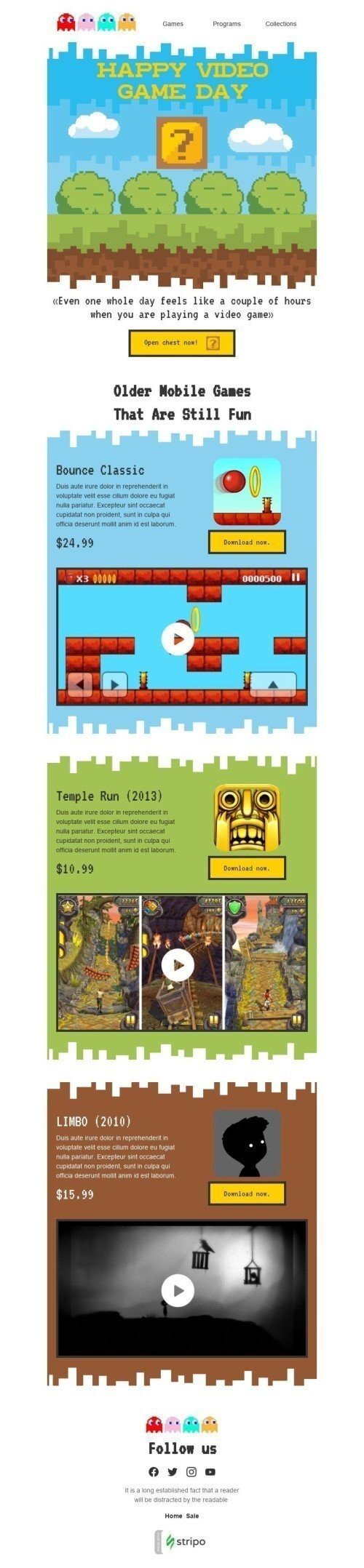 Plantilla de correo electrónico «Pecho abierto ahora» de Día del videojuego para la industria de Software y tecnología Vista de escritorio