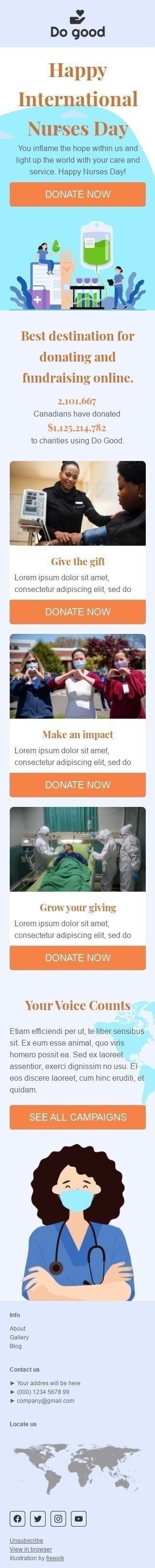 International Nurses Day Email Template «Give the gift​» for Nonprofit industry mobile view