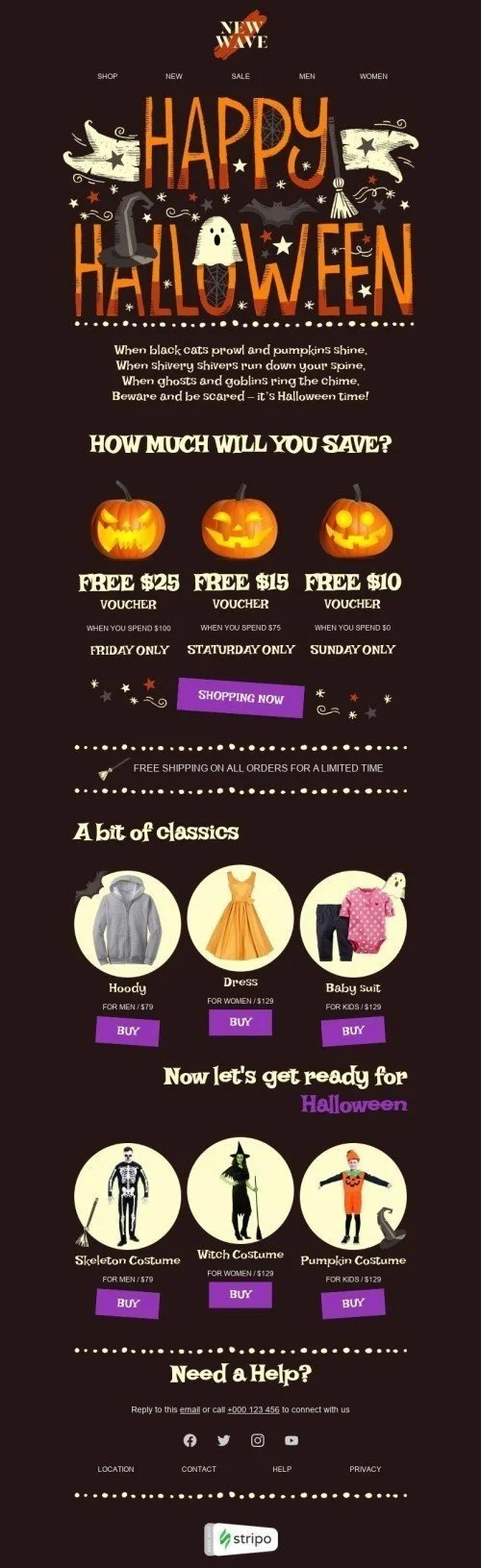 Halloween Email Template «Get ready for Halloween» for Fashion industry