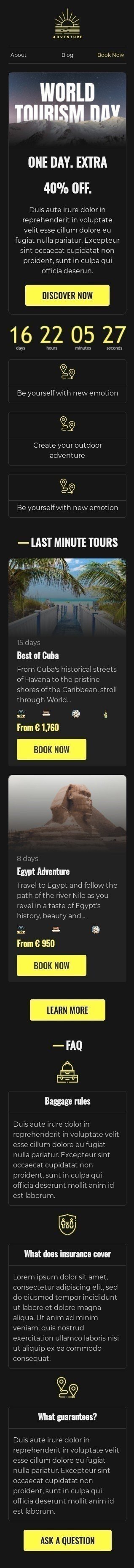 Plantilla de correo electrónico «Sea usted mismo con una nueva emoción» de Día mundial del turismo para la industria de Turismo Vista de móvil