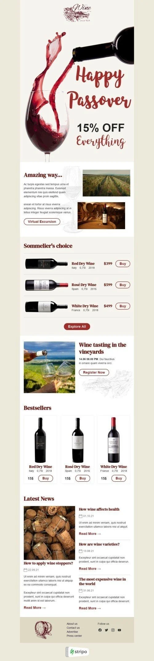 Easter Email Template «Sommelier's choice» for Beverages industry