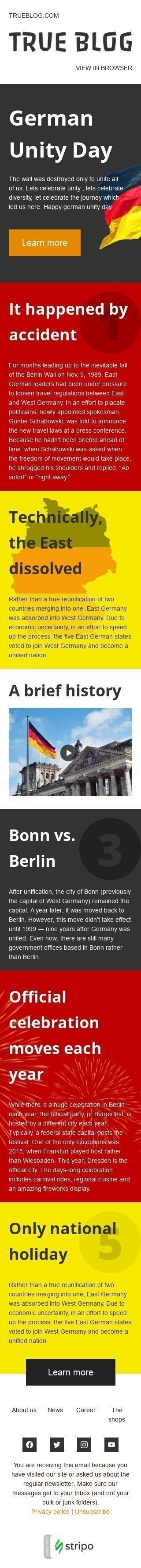Шаблон листа до свята День Німецької єдності «Це сталося випадково» для індустрії «Публікації та Блог» мобільний вигляд
