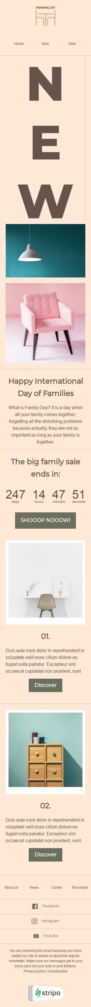 Шаблон листа до свята Міжнародний день сім'ї «Нові меблі» для індустрії «Меблі, Будинок, Декор» мобільний вигляд