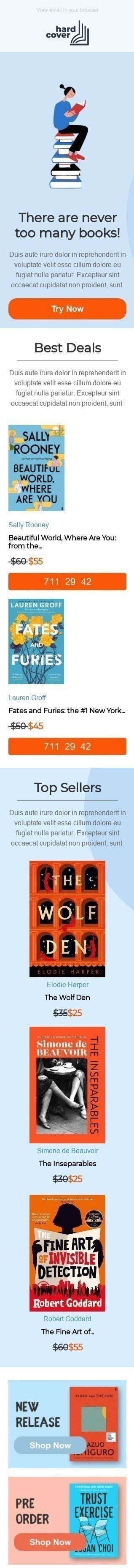 Шаблон листа до свята День любителів книг «Багато книг» для індустрії «Книги, Подарунки, Канцелярські товари» мобільний вигляд