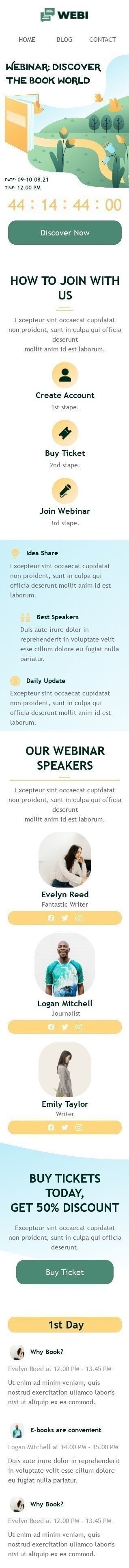 Шаблон письма к празднику День книголюбов «Откройте для себя книжный мир» для индустрии «Публикации и Блог» мобильный вид