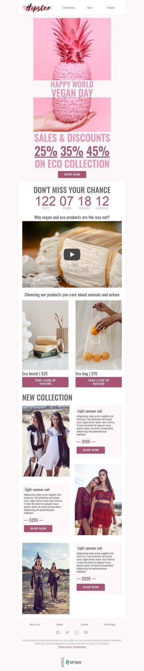 Modello Email Giornata Mondiale Vegan «Prenditi cura della natura» per il settore industriale di Moda Visualizzazione mobile