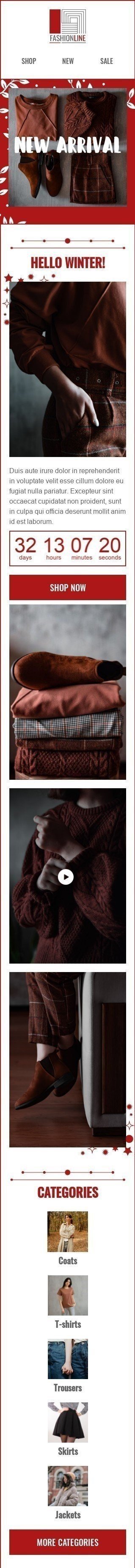 Шаблон листа до свята Зима «Привіт, зима» для індустрії «Мода» мобільний вигляд