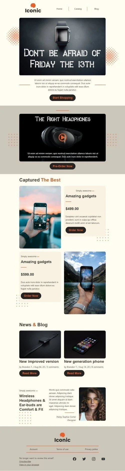 Friday the 13th Email Template «Captured The Best» for Gadgets industry