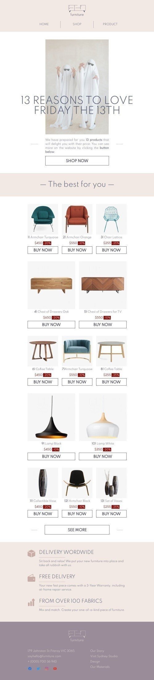 Шаблон листа до свята П’ятниця, 13-те «13 причин» для індустрії «Меблі, Будинок, Декор» мобільний вигляд