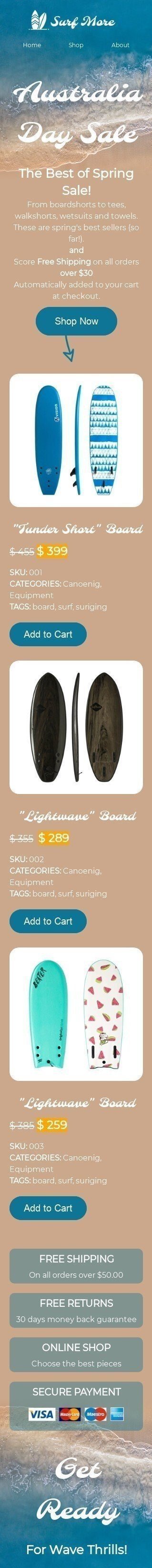 Australia Day Email Template "Get ready" for Fitness industry mobile view