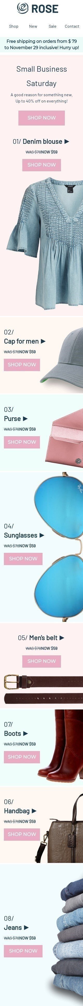 Modello Email Sabato delle piccole imprese «Qualcosa di nuovo» per il settore industriale di Moda Visualizzazione mobile