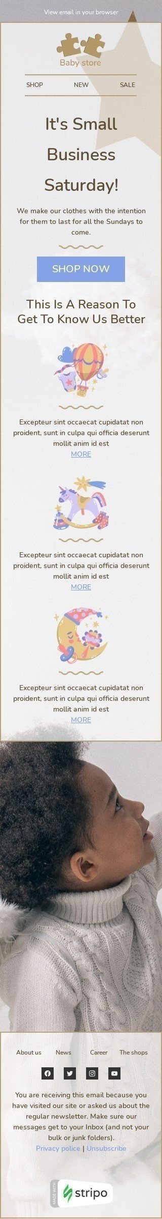 Small Business Samstag E-Mail-Vorlage «Lernen Sie uns besser kennen» für Mode-Branche Ansicht auf Mobilgeräten