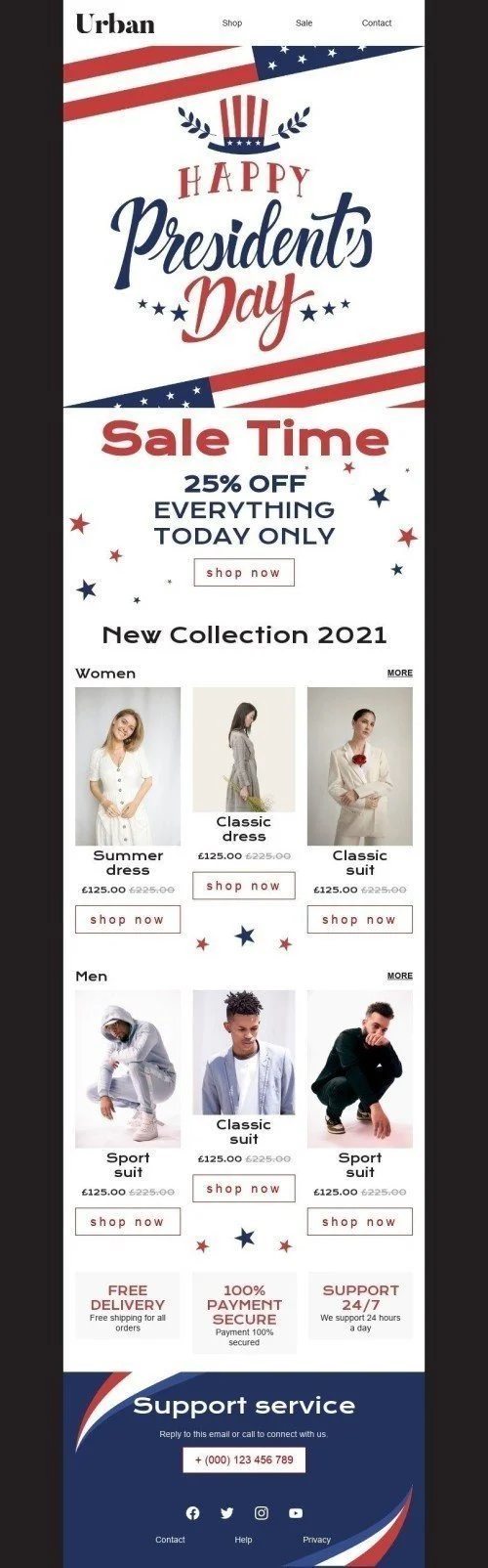 Presidents' Day Email Template «New Arrivals» for Fashion industry