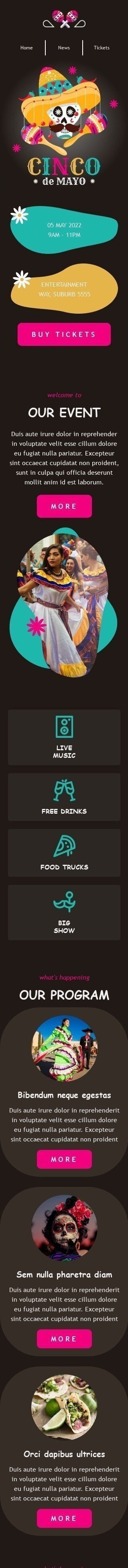 Modèle de courrier électronique Cinco de Mayo «Danses mécaniques» pour le secteur Hobbies Affichage mobile