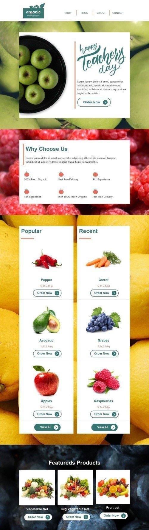 Weltlehrertag E-Mail-Vorlage «Reiche Erfahrung» für Bioprodukte-Branche Ansicht auf Mobilgeräten