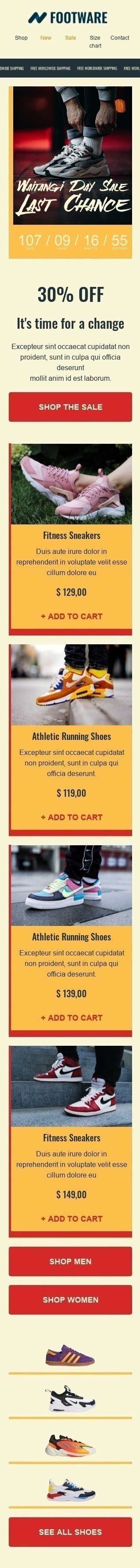 Modello Email Giorno di Waitangi «È ora di cambiare» per il settore industriale di Moda Visualizzazione mobile