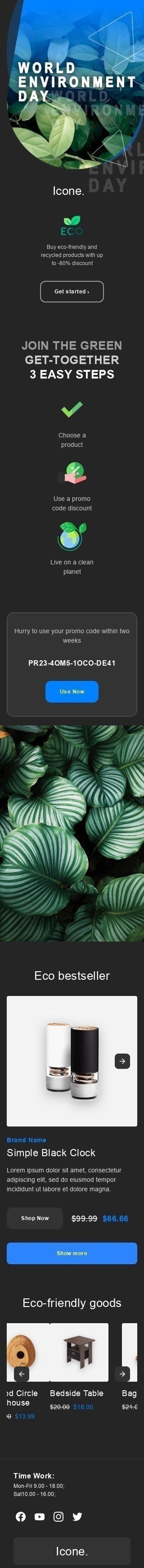 Plantilla de correo electrónico «Icone» de Día Mundial del Medio Ambiente para la industria de Muebles, interior y bricolaje Vista de móvil