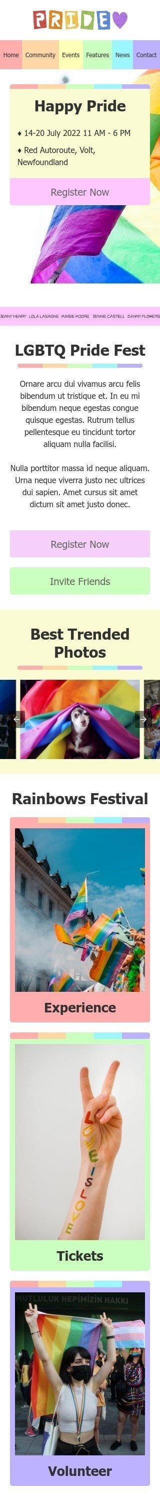 LGBTQ Pride Month Email Template "Happy Pride" for Events industry mobile view