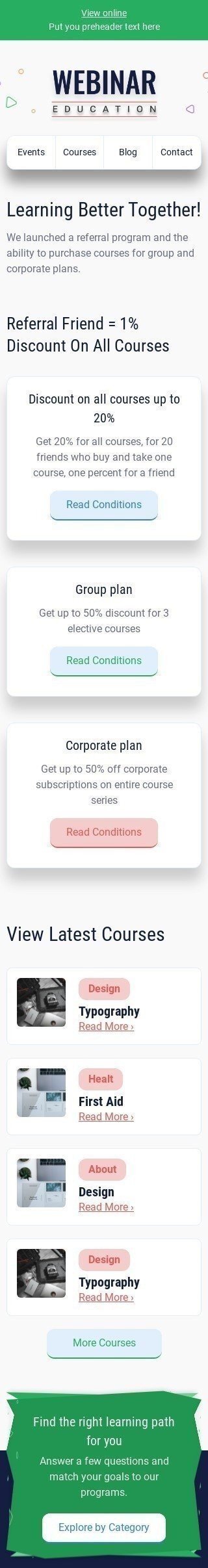 Шаблон письма «Выгодные условия» тематики Реферальные письма для индустрии «Школа и Образование» мобильный вид