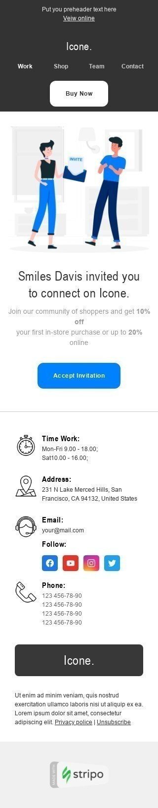 Modelo de E-mail de «Convite óbvio» de referência para a indústria de Móveis, Decoração e DIY Visualização de dispositivo móvel